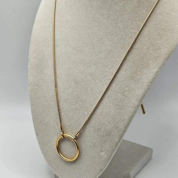 Madewell Gold Plated Brass Adjustable Ring Choker Necklace - Picture 3 of 8